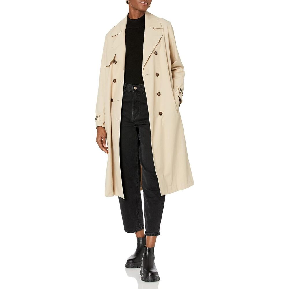 The Drop Women's Noa‎ Trench Coat Beige (Hummus) Size S Classic Double Breast - Picture 2 of 7